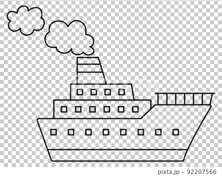 Ship / working vehicle illustration / line drawing Ship / working vehicle illustration / line drawing 92207566