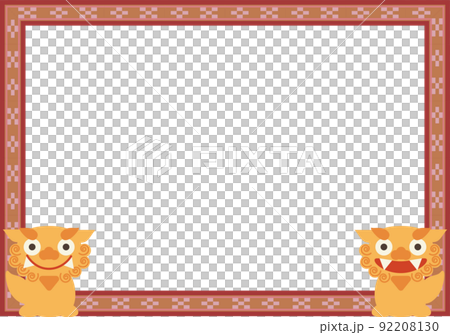 Shisa frame of minsaa style illustration 92208130