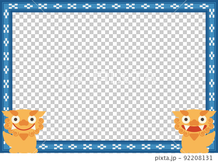Shisa frame of minsaa style illustration 92208131