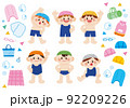 スイミングスクールや学校水泳のイラストセット 92209226