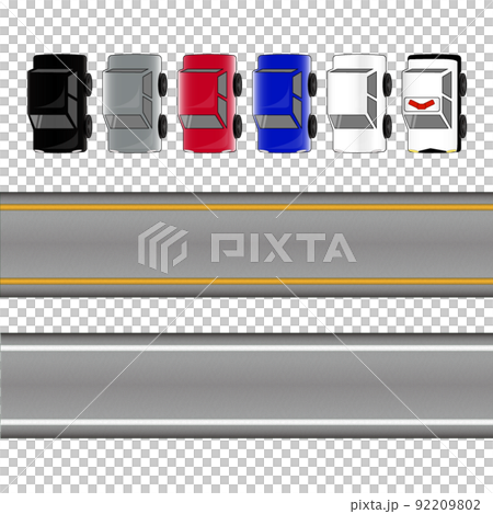 Illustration of cars and roads seen from above Illustration of cars and roads seen from above 92209802