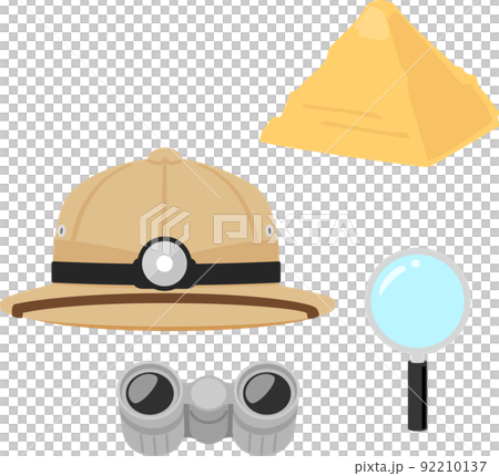 探検帽や双眼鏡とピラミッド 探検帽や双眼鏡とピラミッド 92210137