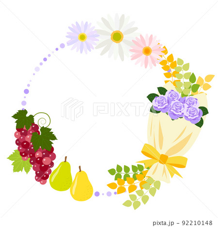 秋の花と実リースフレーム紫 92210148