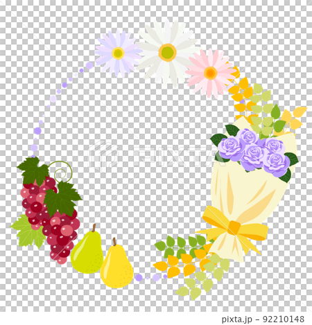 秋の花と実リースフレーム紫 92210148