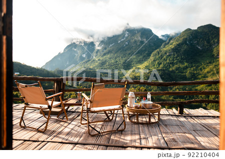 Chairs on the balcony and mountain view Chairs on the balcony and mountain view 92210404