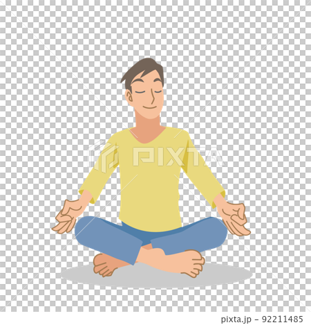 Japanese man meditating Japanese man meditating 92211485