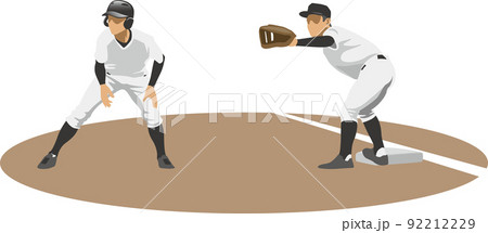 リードするファーストランナーのイメージイラスト 野球選手 のイラスト素材