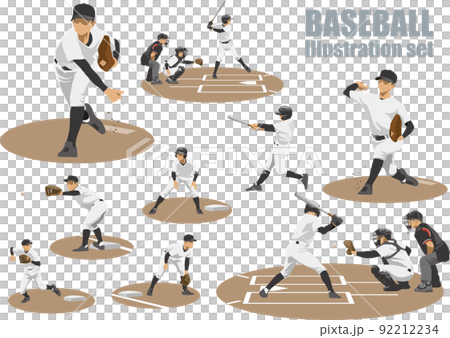 野球選手のイメージイラストセット(デフォルメ) 野球選手のイメージイラストセット(デフォルメ) 92212234