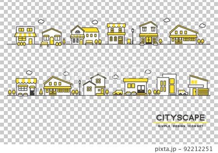 シンプルでかわいい様々なお店のベクターイラスト素材／アイコン／カフェ／ショップ 92212251