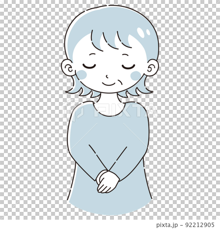 一位高級女性鞠躬的插圖（黑白） 92212905