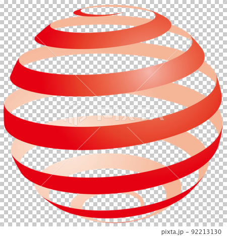 球体_スパイラル_赤_淡色_中細 球体_スパイラル_赤_淡色_中細 92213130