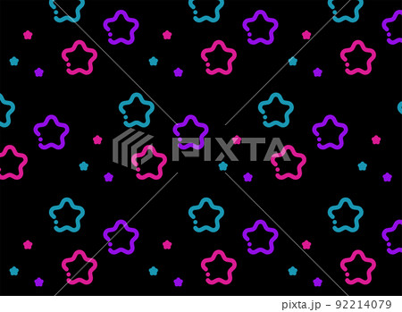 ネオンカラーのかわいい星のシームレスなパターン背景イラストのイラスト素材