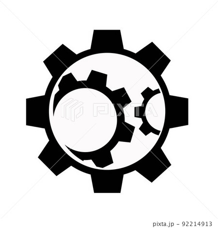 Three interacting systems. Transmission wheels rotation sign. The process of a complex technological operation. Simple vector icon illustration isolated on white background. Three interacting systems. Transmission wheels rotation sign. The process of a complex technological operation. Simple vector icon illustration isolated on white background. 92214913