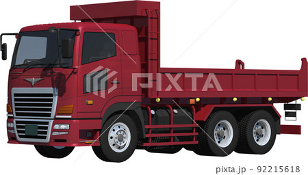 特定メーカーをイメージさせないオリジナル大型ダンプカー切抜き画像イラスト 92215618