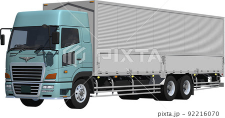 特定メーカーをイメージさせないオリジナル大型トラックバン切抜き画像イラスト 92216070