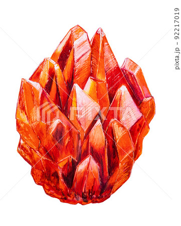 Red stone crystal. Hand-drawn illustration. The Beryl gem. 92217019
