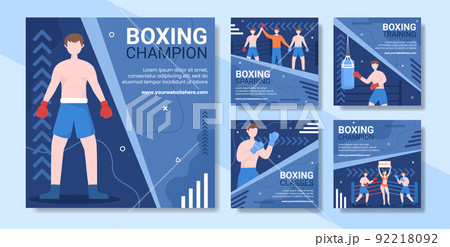 Professional Boxing Sport Social Media Post Template Cartoon Background Vector Illustration 92218092