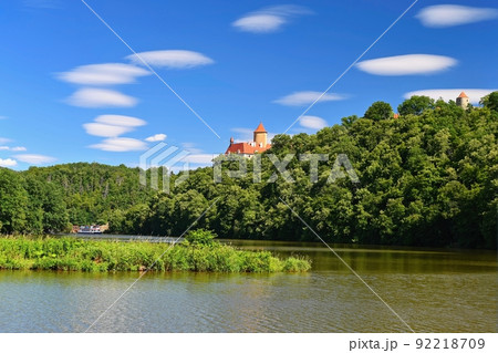 Beautiful Gothic castle Veveri. The city of Brno at the Brno dam. South Moravia - Czech Republic - Central Europe. Beautiful Gothic castle Veveri. The city of Brno at the Brno dam. South Moravia - Czech Republic - Central Europe. 92218709