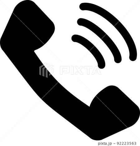 受話器のシンプルなモノクロイラストのイラスト素材