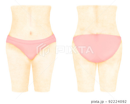 女性のショーツ　前と後ろ　ピンク 92224092