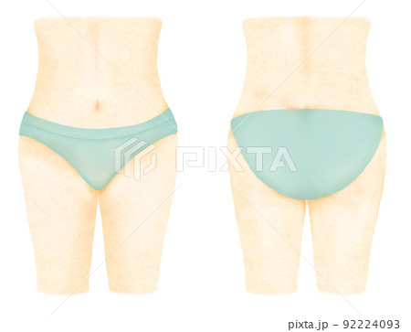 女性のショーツ　前と後ろ　グリーン 92224093