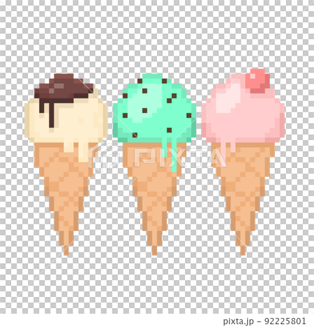 3 種冰淇淋的像素圖 92225801