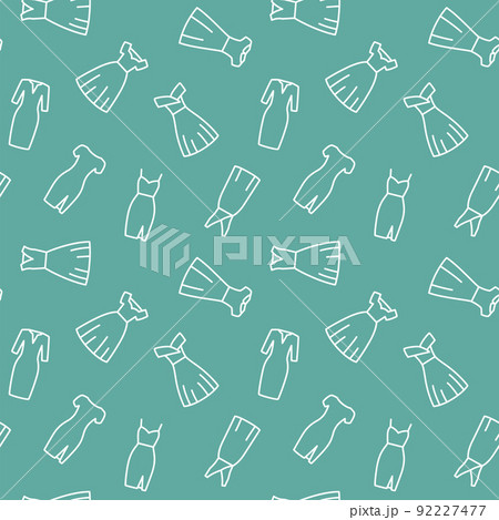 Seamless pattern with woman dress line icons. Vector illustration 92227477