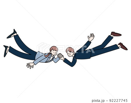 握手をする日本人男女のビジネスパーソンのイラスト素材 92227745