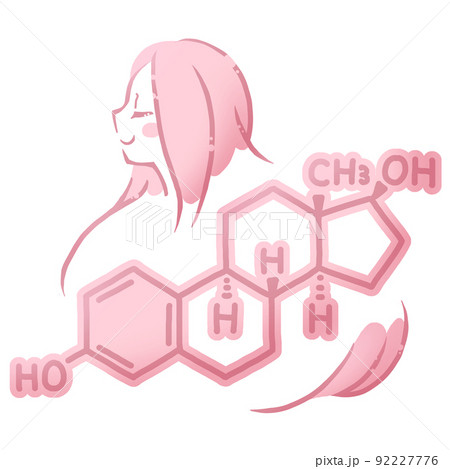 女性ホルモン　エストロゲン / estrogen　イラスト　 92227776