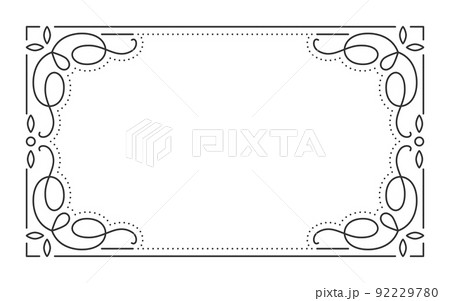 Vintage frame border divider separator black line. Retro filigree rectangle shape greeting card restaurant menu wedding decorating book cover. Rich pattern geometric design element isolated on white 92229780