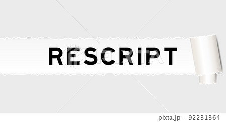 Ripped gray paper background that have word rescript under torn part 92231364
