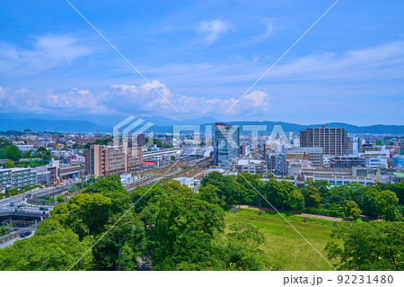 神奈川県小田原市の小田原城展望デッキから北側(城山1丁目,3丁目,栄町1丁目など)の眺望 92231480