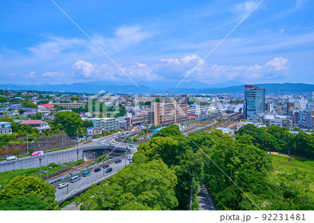 神奈川県小田原市の小田原城展望デッキから北側(城山1丁目,3丁目,栄町1丁目など)の眺望 92231481