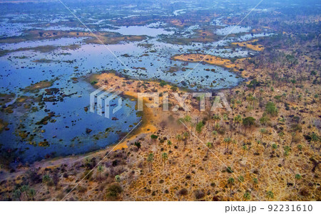 Aerial view, Okavango Wetlands, Okavango Delta, Botswana 92231610