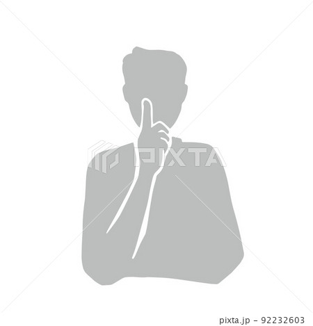 片手を差し出して説明をする男性のシルエットイラスト 片手を差し出して説明をする男性のシルエットイラスト 92232603