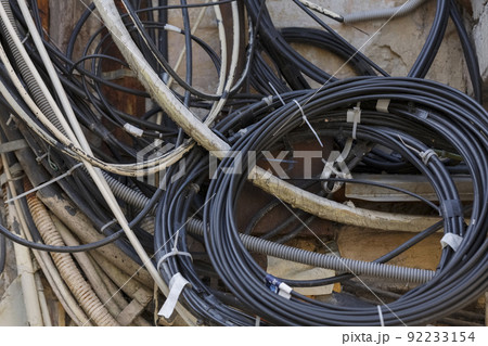 A pile of electrical wiring providing electricity 92233154
