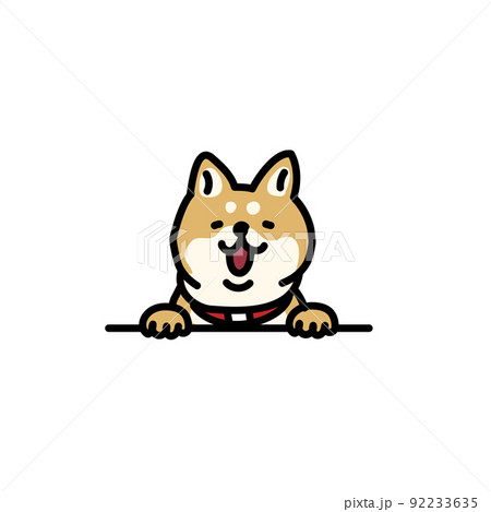 嬉しそうに顔を出す柴犬のイラスト 92233635