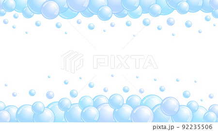 Blue soap bubbles frame. Foam border, suds...のイラスト素材 [92235506] - PIXTA