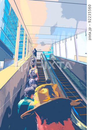 休日の秋葉原でショッピングを楽しむ人々や風景のイラスト 休日の秋葉原でショッピングを楽しむ人々や風景のイラスト 92235560