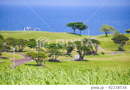 沖縄の風景　海が見えるゴルフ場 92238536