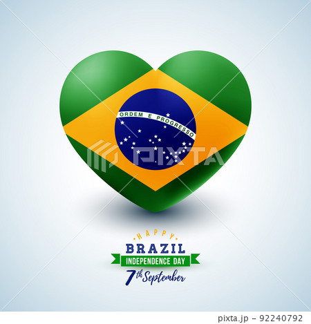 Brazil Independence Day Illustration with National Flag in Heart on Light Background. 7 September Celebration Vector Design for Banner, Greeting Card, Invitation or Holiday Poster. 92240792