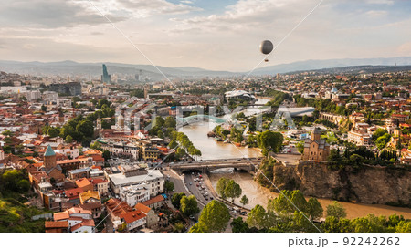 The urban landscape of Tbilisi in the daytime. Bird's-eye view The urban landscape of Tbilisi in the daytime. Bird's-eye view 92242262