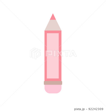 Cartoon cute pink pencil. Isolated on white background, flat design, vector, illustration, EPS10 92242309