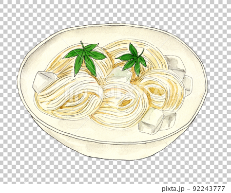 素麺の手描き水彩イラスト 92243777