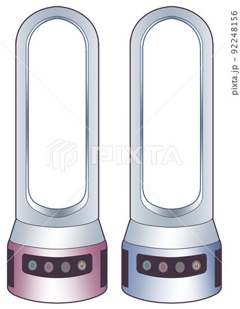 羽根なし扇風機のイラスト【ブルー・レッド・赤青・温冷・サーキュレーター・夏家電・タワーファン】 92248156