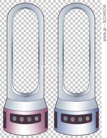 羽根なし扇風機のイラスト【ブルー・レッド・赤青・温冷・サーキュレーター・夏家電・タワーファン】 92248156