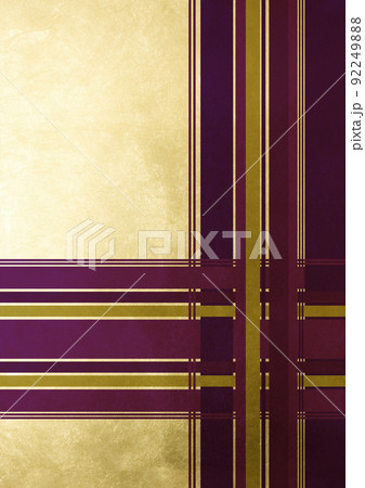 ライン交差　（背景素材）　紫　黄色　金箔 92249888