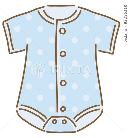 水色のロンパース肌着 ベビー服 新生児服のベクターイラスト 単品 水色のロンパース肌着 ベビー服 新生児服のベクターイラスト 単品 92256310
