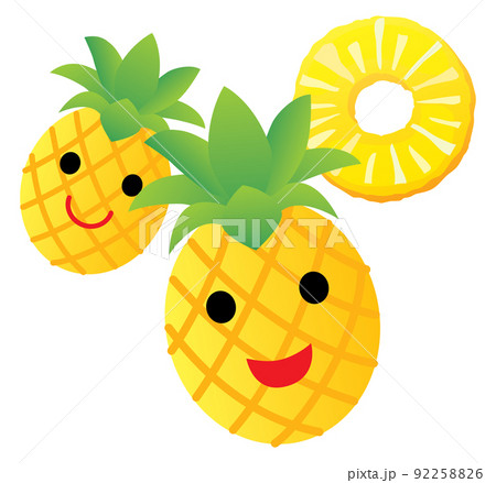 黄色いパイナップルのイラストのイラスト素材