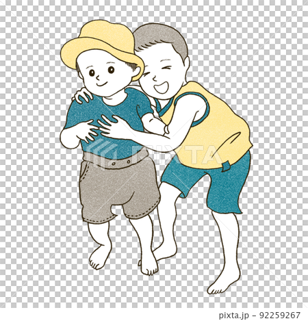 裸足で寄り添う兄弟のイラスト 92259267